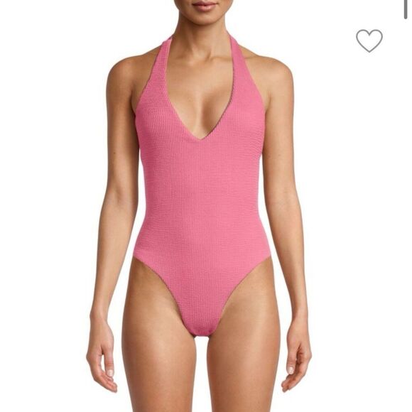 Veronica Beard Pink Salis One Piece Halter Swimsuit Size S Textured - Picture 2 of 14